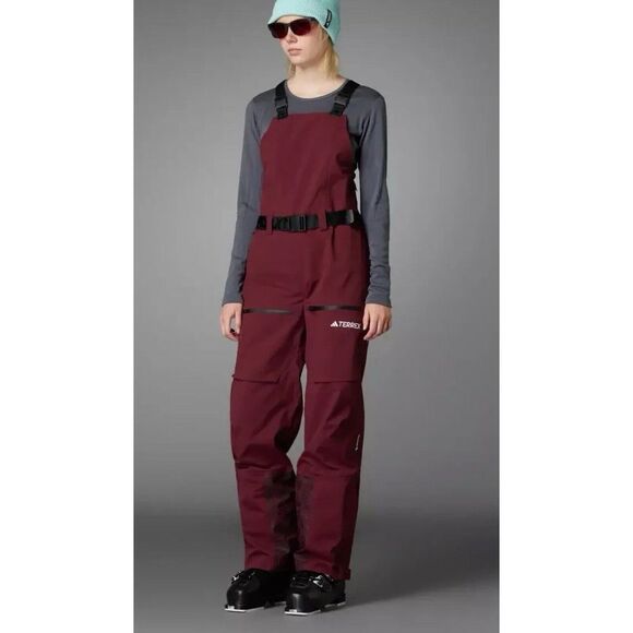 adidas Jackets & Blazers - adidas Burgundy Ski Bib Pants with Black Straps